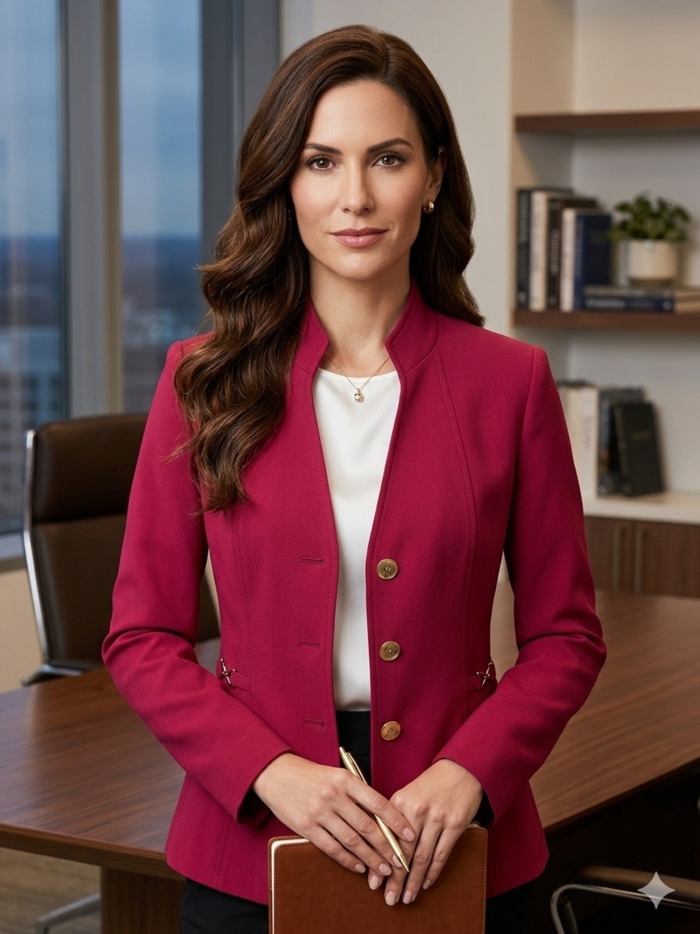 Tahari Women's Stand-Collar Blazer in Berry